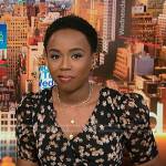 Zinhle’s black floral wrap dres on NBC News Daily