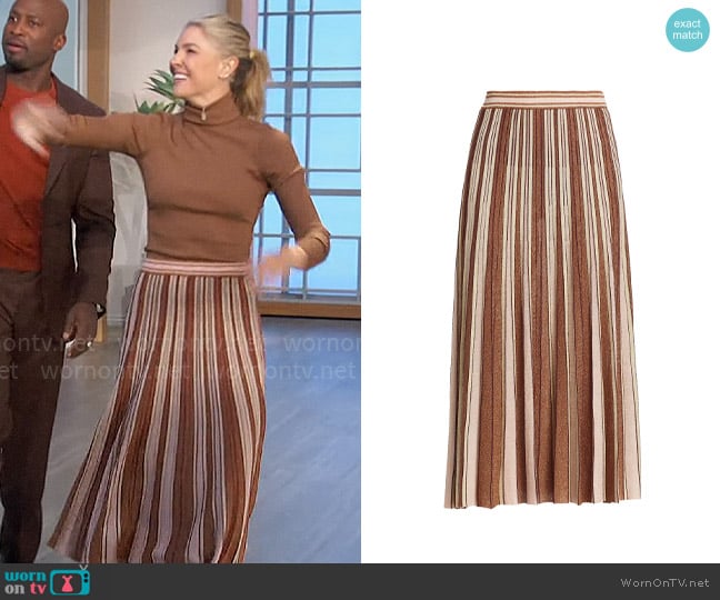 Zimmermann Luminosity Lurex Stripe Skirt worn by Amanda Kloots on The Talk