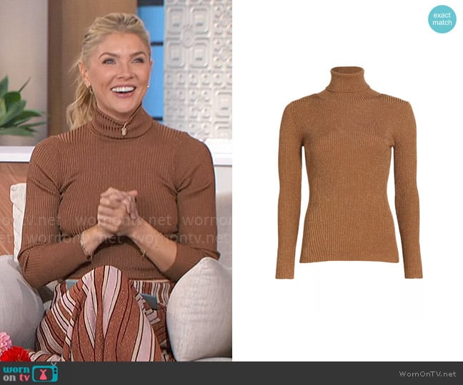 Zimmermann Luminosity Lurex Rayon Top in Tan worn by Amanda Kloots on The Talk