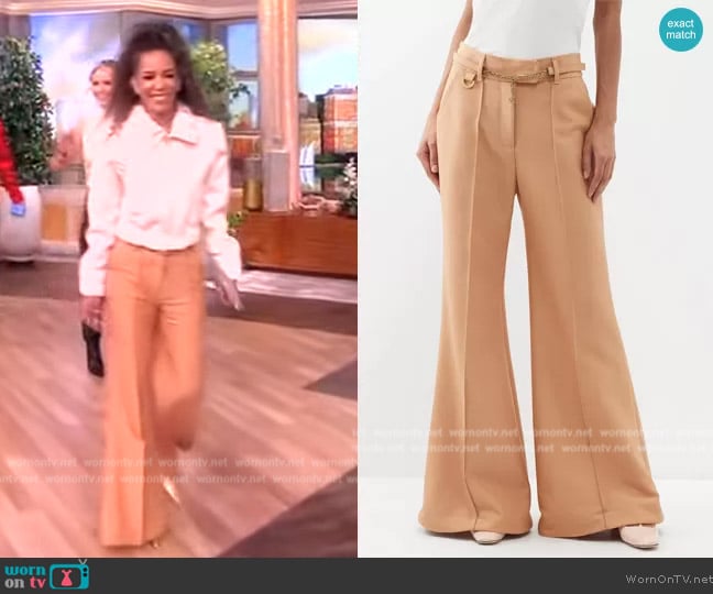 Zimmermann Wool-blend wide-leg suit trousers worn by Sunny Hostin on The View