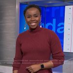 Zinhle’s red ribbed asymmetric sweater on NBC News Daily