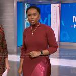 Zinhle’s red ribbed asymmetric sweater on NBC News Daily