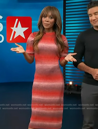 Zuri's red ombre stripe knit dress on Access Hollywood