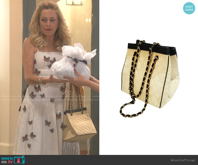 Chanel 1991 Raffia Box Bag worn by Sutton Stracke on The Real Housewives of Beverly Hills