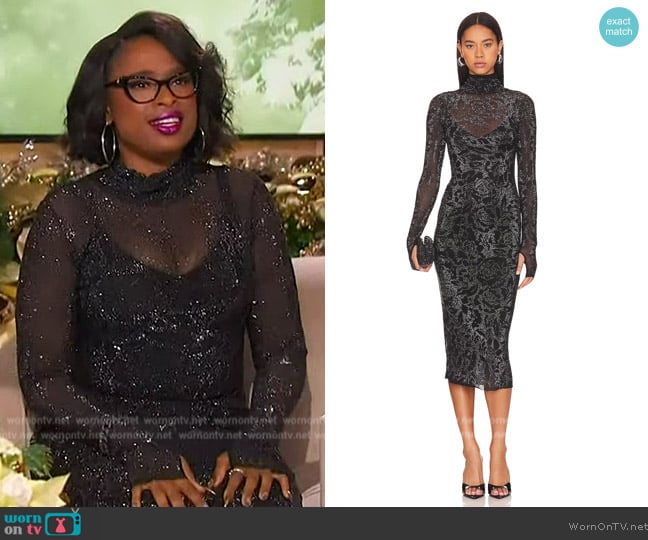 AFRM Shailene Rosette Rhinestone Dress worn by Jennifer Hudson on The Jennifer Hudson Show