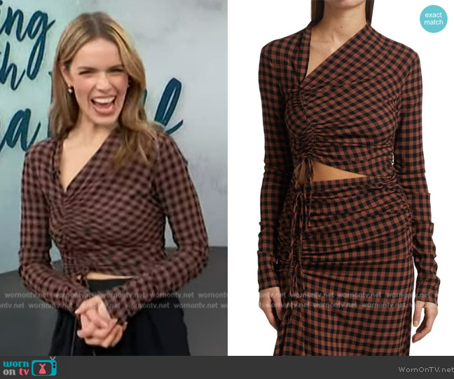 A.L.C. Oryn Printed Long Sleeve Top worn by Serena Wolf on Access Hollywood