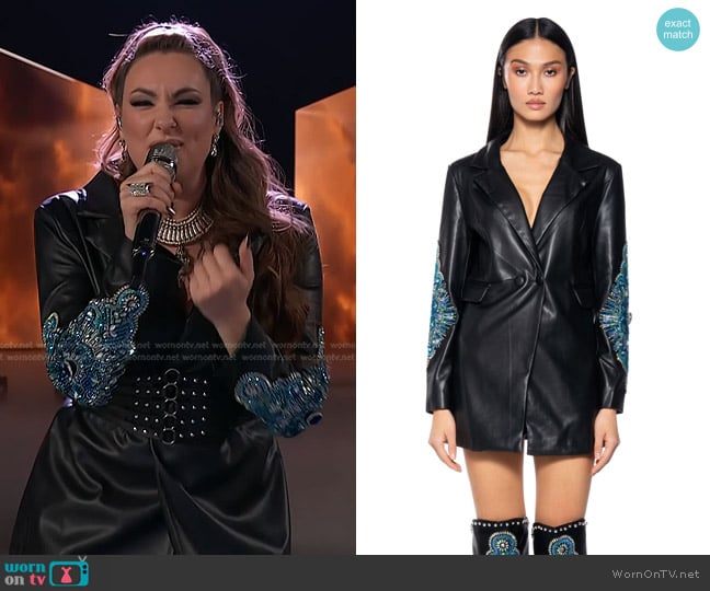 Akira Axelle Embellished PU Blazer worn by Jacquie Roar on The Voice