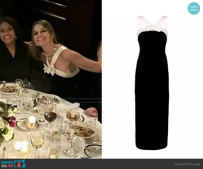 Alessandra Rich Bow-Detail Halterneck Velvet Midi Dress worn by Savannah Guthrie on Today