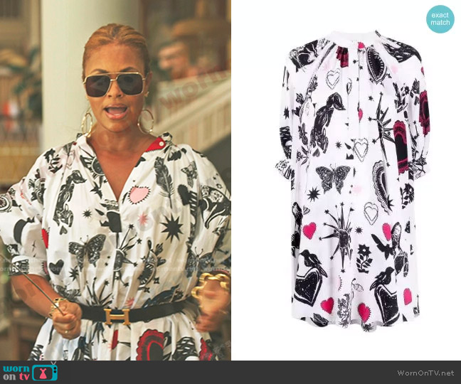 Alexander McQueen Graphic-Print Shirt Dress worn by  on The Real Housewives Ultimate Girls Trip