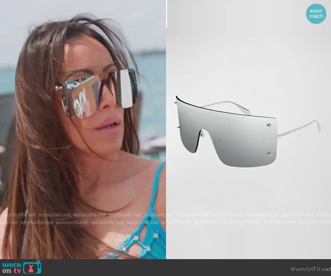 Alexander McQueen Metal 99MM Shield Sunglasses worn by Angie Katsanevas on The Real Housewives of Salt Lake City