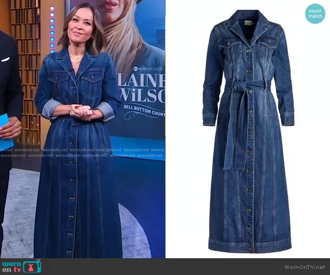 Alice + Olivia Daren Maxi Denim Jacket worn by Eva Pilgrim on Good Morning America