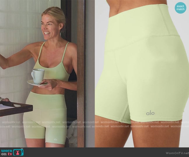 Alo Biker Shorts in Iced Green Tea worn by Kristen Taekman on The Real Housewives Ultimate Girls Trip