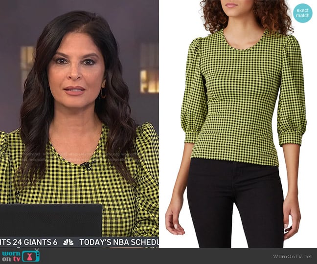 Amanda Uprichard Gingham Jilly Top worn by Darlene Rodriguez on Today