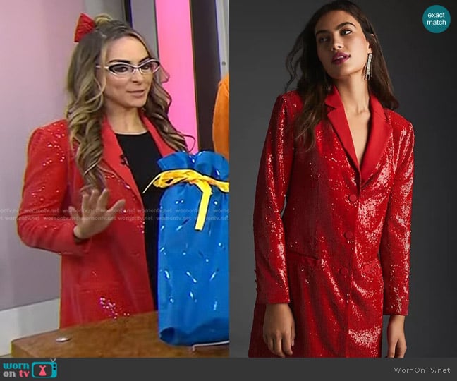 Maeve Sequin Blazer Dress worn by Katie Linendoll on Today