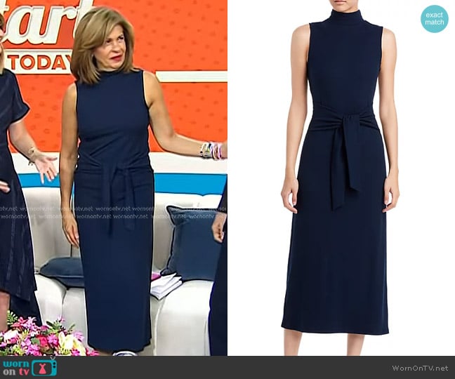 Aqua Mock Neck Tie Waist Ribbed Dress worn by Hoda Kotb on Today