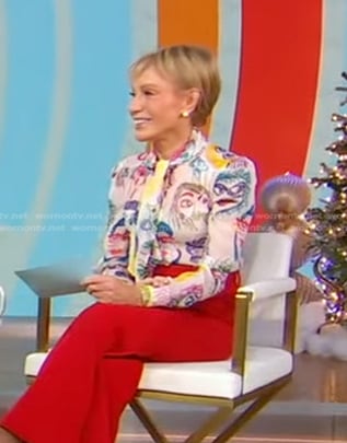 Barbara Corcoran’s face print blouse on Good Morning America