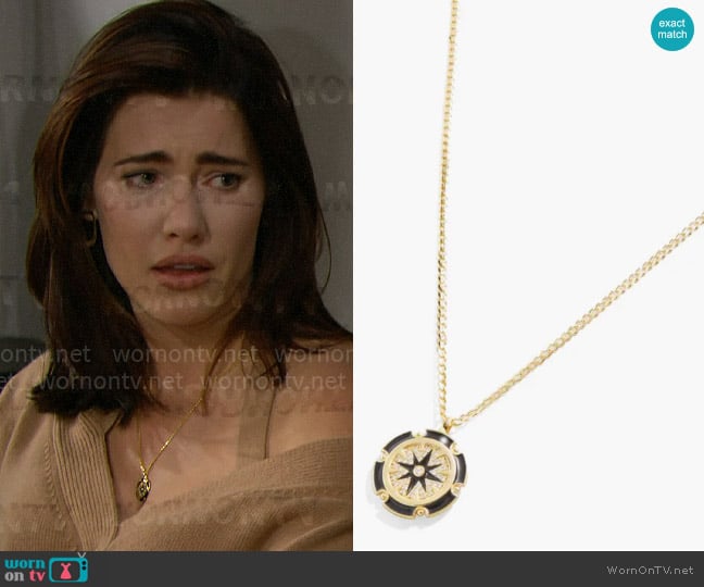 Baublebar Estella Compass Pendant Necklace worn by Steffy Forrester (Jacqueline MacInnes Wood) on The Bold and the Beautiful