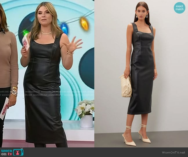 Bibhu Mohapatra Collective Faux Leather Dress worn by Jenna Bush Hager on Today