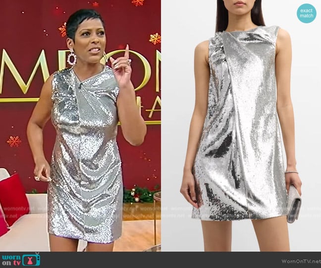 Burberry Anais Sequined Draped Mini Shift Dress worn by Tamron Hall on Tamron Hall Show