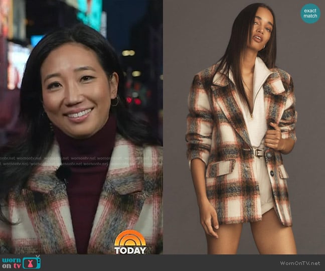 Anthropologie Brushed Plaid Blazer worn by Kathy Park on Today