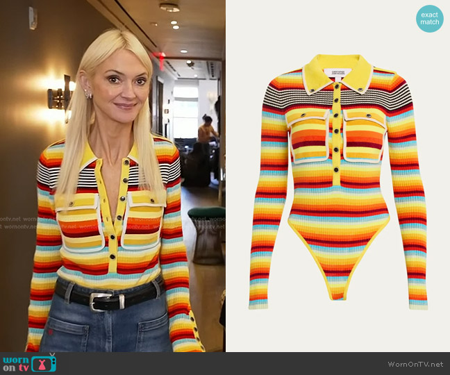 Christopher John Rogers Striped Rib Polo Bodysuit worn by Zanna Roberts Rassi on Today