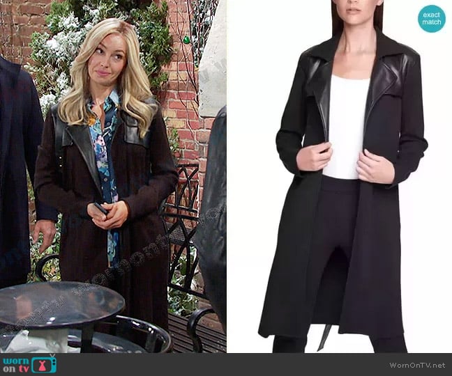 Calvin Klein Sweater Trench worn by Theresa Donovan (Emily O'Brien) on Days of our Lives