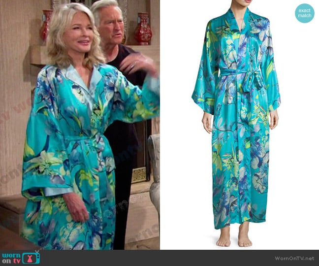 Christine Lingerie Capri Floral-Print Long Robe worn by Marlena Evans (Deidre Hall) on Days of our Lives