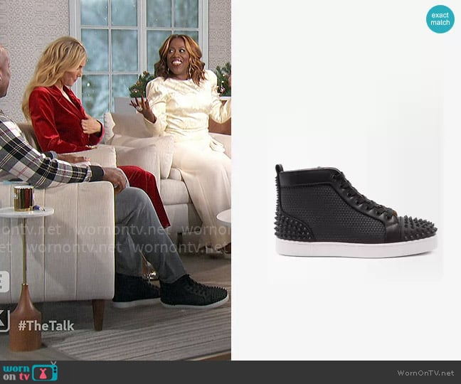 Christian Louboutin Lou Spikes leather high-top trainers worn by Akbar Gbajabiamila on The Talk