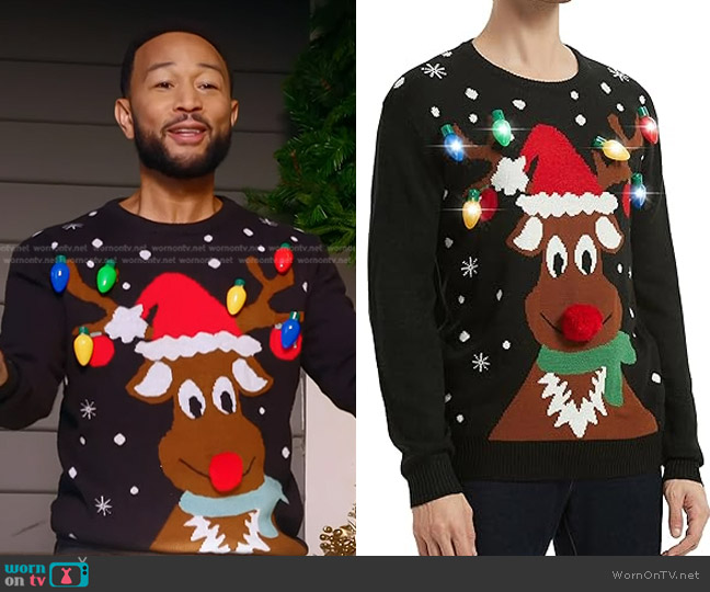 Daisys Boutique at Amazon Reindeer Holiday Sweater worn by John Legend on The Voice