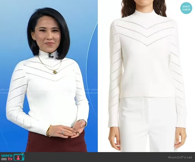 Club Monaco Paneled Stitch Mock Neck Sweater worn by Vicky Nguyen on Today