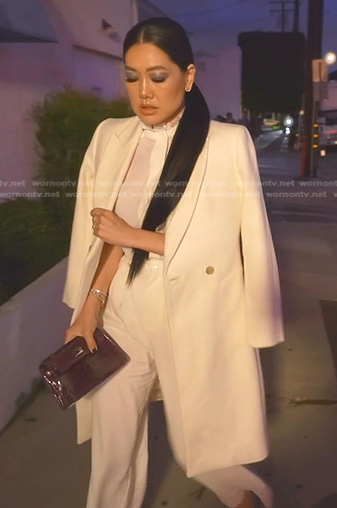 Crystal's white coat on The Real Housewives of Beverly Hills