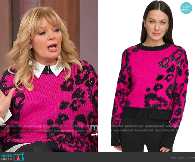 DKNY Sequin Animal Print Long Sleeve Sweater worn by Melissa Peterman on Sherri