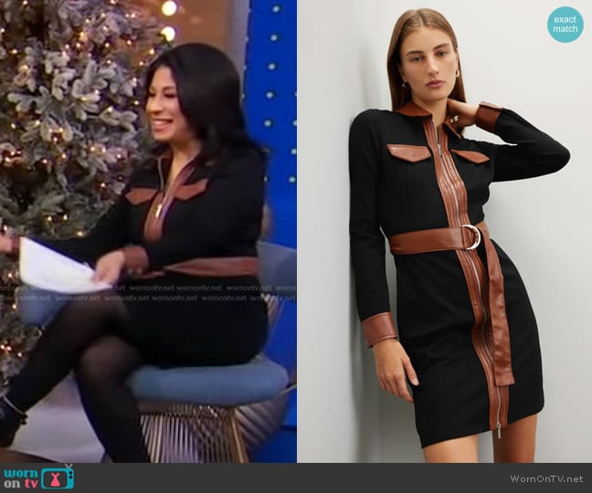 Derek Lam 10 Crosby Tie Waist Dress worn by Alexis Christoforous on Good Morning America