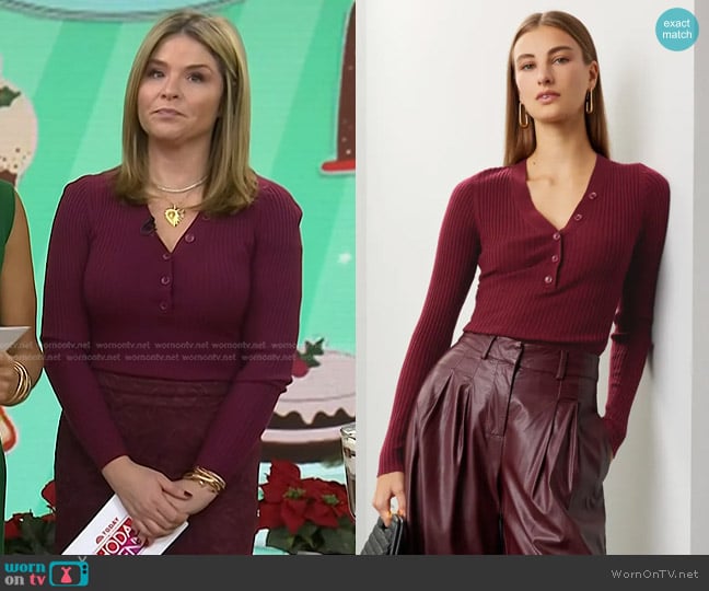 Derek Lam Collective Henley Sweater worn by Jenna Bush Hager on Today