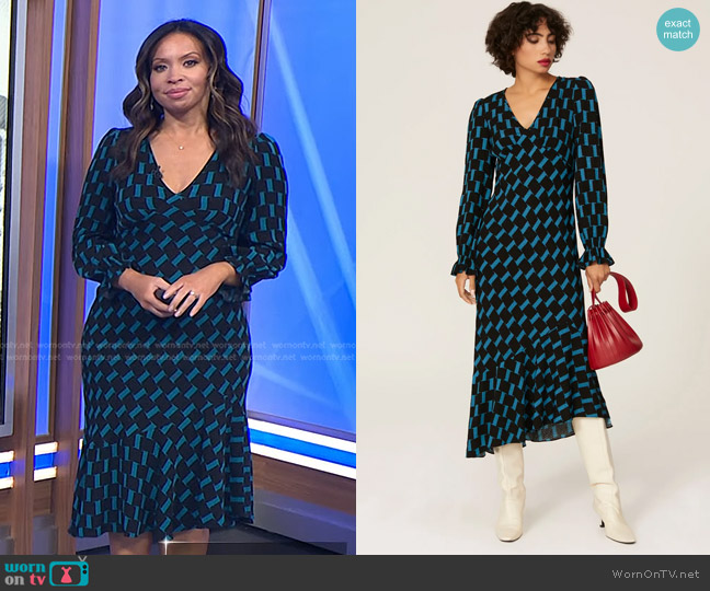 Diane von Furstenberg Manal Asymmetrical Midi Dress worn by Adelle Caballero on Today