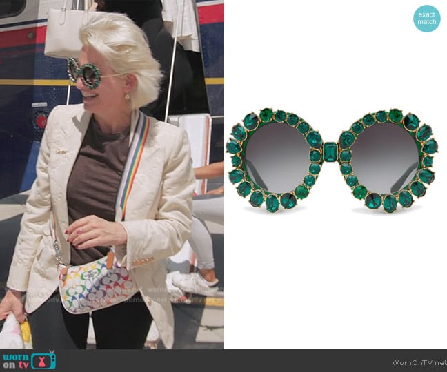 Dolce and Gabbana Round Crystal Sunglasses worn by Dorinda Medley on The Real Housewives Ultimate Girls Trip