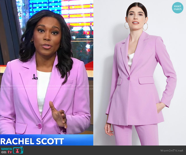 Elie Tahari Side Slit Blazer in Orchid worn by Rachel Scott on Good Morning America