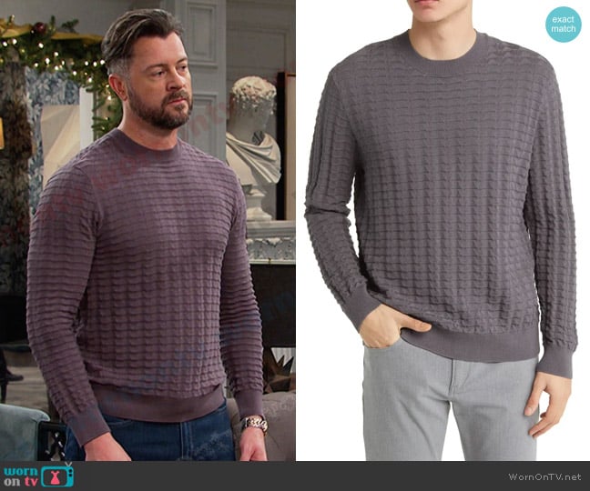 Emporio Armani Textured Crewneck Sweater worn by EJ DiMera (Dan Feuerriegel) on Days of our Lives