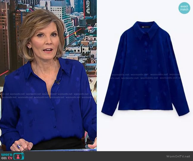 Zara Floral Jacquard Shirt worn by Kate Snow on NBC News Daily