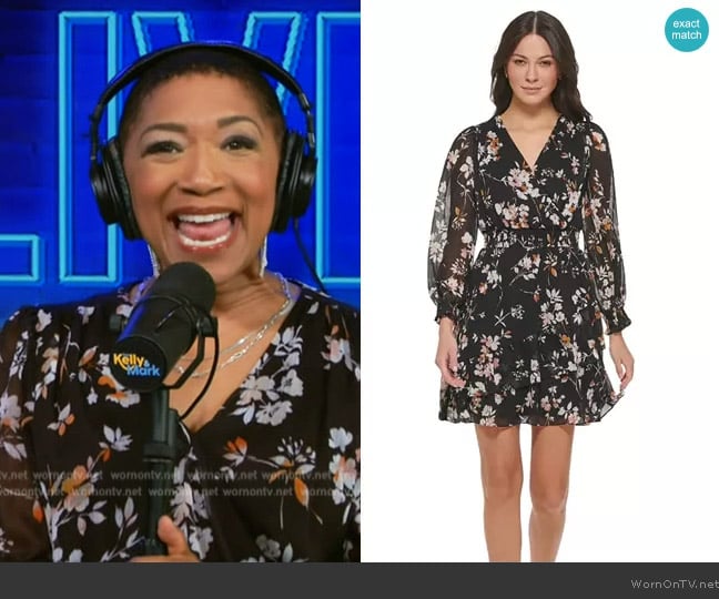 DKNY Floral-Print Smocked Fit & Flare Dress worn by Deja Vu on Live with Kelly and Mark