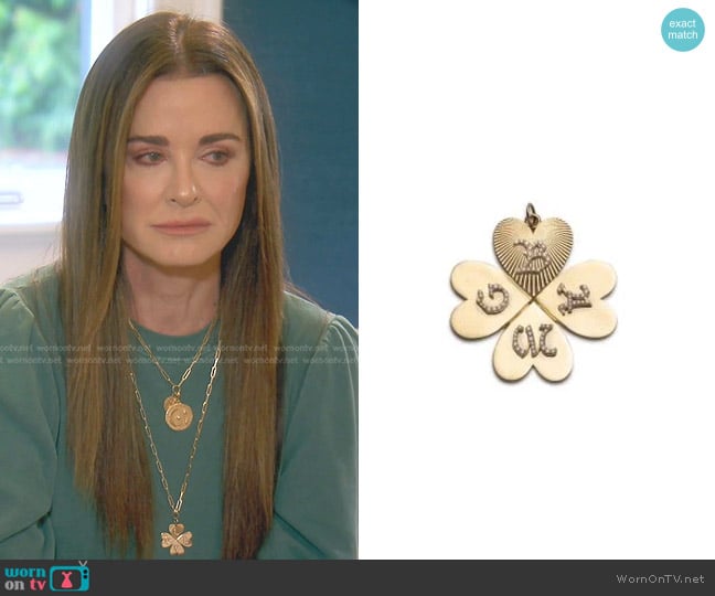 Foundrae Custom Four Heart Clover Oversized Medallion worn by Kyle Richards on The Real Housewives of Beverly Hills