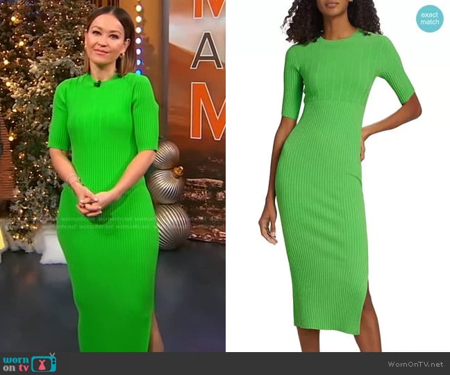 Frame Mixed Rib Midi Sweater Dress worn by Eva Pilgrim on Good Morning America