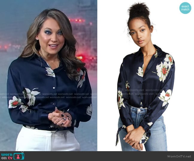 Vince Gardenia Floral Blouse worn by Ginger Zee on Good Morning America