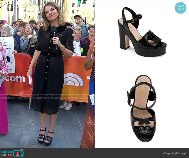 Gucci Cutout Platform Heeled Sandals worn by Savannah Guthrie on Today