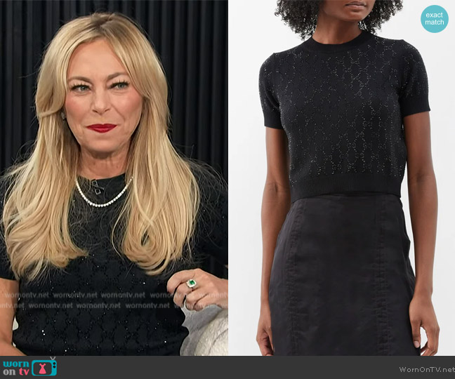 Gucci GG crystal-embellished wool sweater worn by Sutton Stracke on E! News