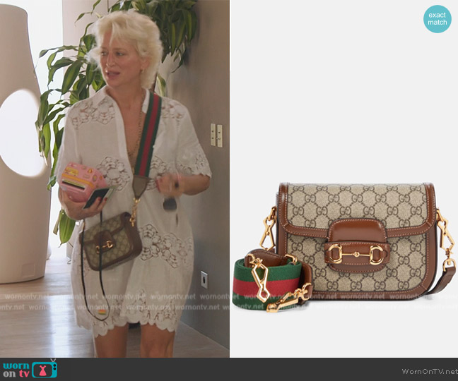 Gucci Horsebit 1955 Mini leather-trimmed shoulder bag worn by Dorinda Medley on The Real Housewives Ultimate Girls Trip