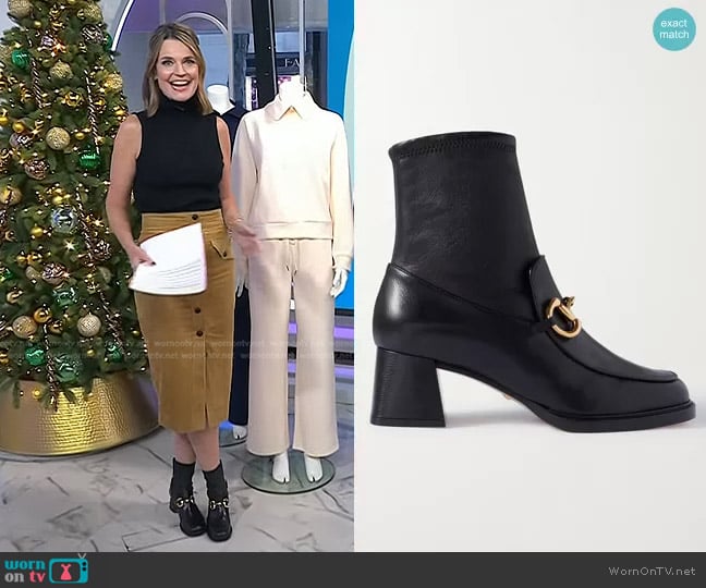 Gucci Horsebit-Detailed Leather Ankle Boots worn by Savannah Guthrie on Today