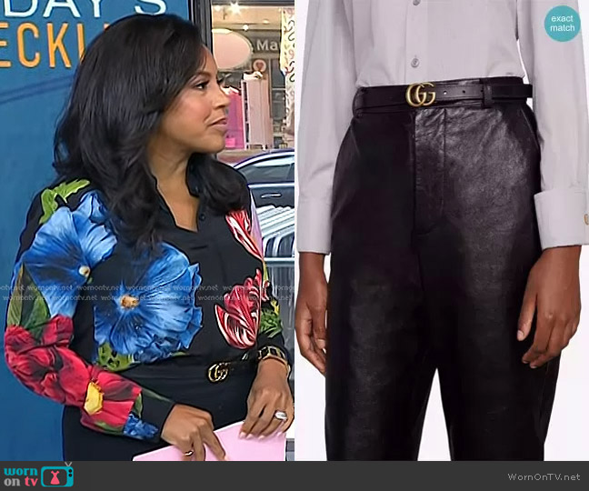 Gucci Reversible Logo-Plaque Belt worn by Sheinelle Jones on Today