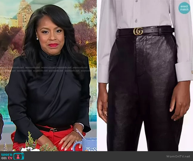 Gucci Reversible logo-plaque belt worn by Sheinelle Jones on Today