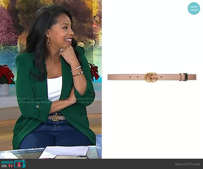 Gucci Reversible logo-plaque belt worn by Sheinelle Jones on Today